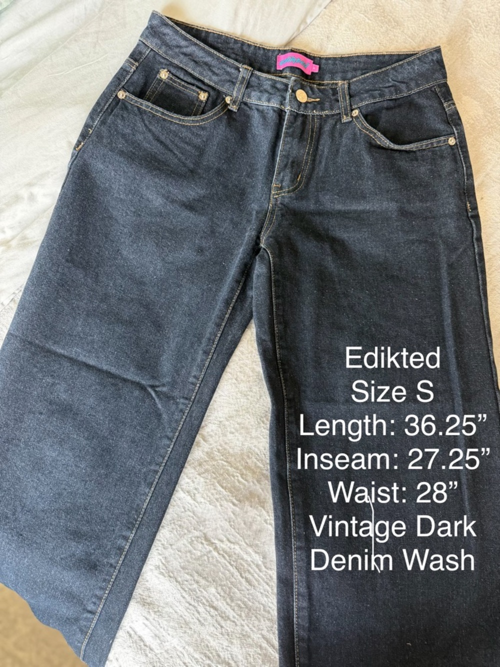 Edikted Women’s Dark Denim Jeans - Black Wash, Size S